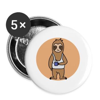 Fatigué Animal Animal Paresseux Maminifère Lève-Tardif - Lot de 5 grands badges (56 mm) - blanc - Devant