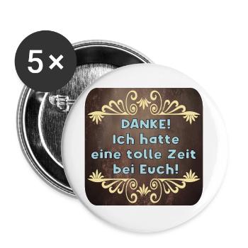 DANKESCHÖN GESCHENKE - ABSCHIED NEHMEN - Buttons groß 56 mm (5er Pack) - Weiß - Vorne