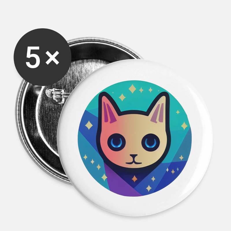 Astro Cat - Buttons large 2.2''/56 mm (5-pack) - white