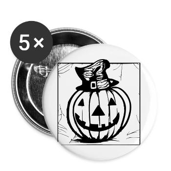 Halloween Spooky Pumpkin Lantern 1 - Buttons large 2.2''/56 mm (5-pack) - white - Front