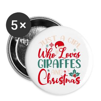 just a girl who loves giraffes and christmas - Lot de 5 grands badges (56 mm) - blanc - Devant