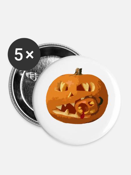 Kannibalenkürbis - Buttons groß 56 mm (5er Pack) - Weiß