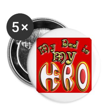 My Dad is my Hero in red background - Buttons large 2.2''/56 mm (5-pack) - white - Front
