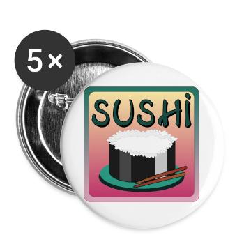 SUSHI REIS MENÜ - ASIATISCHES ESSEN - Buttons groß 56 mm (5er Pack) - Weiß - Vorne
