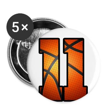 Enfants 11e anniversaire Joueur de basket-ball 11 ans - Lot de 5 grands badges (56 mm) - blanc - Devant