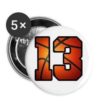 Kinder 13. Geburtstag Basketballspieler 13 Jahre alt - Buttons groß 56 mm (5er Pack) - Weiß - Vorne