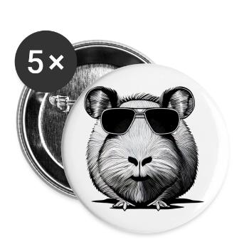 Guinea pig cool sunglasses funny design 1 - Buttons large 2.2''/56 mm (5-pack) - white - Front