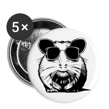 Guinea pig cool sunglasses funny vector 1 - Buttons large 2.2''/56 mm (5-pack) - white - Front
