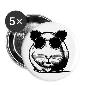 Cochon d’Inde cool lunettes de soleil drôle vecteur 4 - Lot de 5 grands badges (56 mm) - blanc - Devant