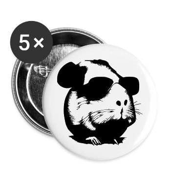 Guinea pig cool sunglasses funny vector 12 - Buttons large 2.2''/56 mm (5-pack) - white - Front