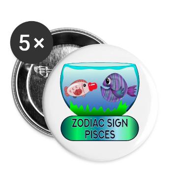 SONNENZEICHEN FISCHE - ZODIAC ASTROLOGIE - Buttons groß 56 mm (5er Pack) - Weiß - Vorne