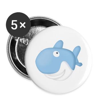 Requin Bleu rigolo - Lot de 5 grands badges (56 mm) - blanc - Devant
