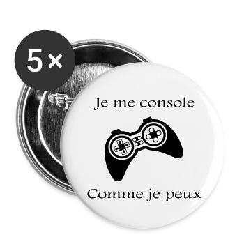 manette de jeu vidéo - Lot de 5 grands badges (56 mm) - blanc - Devant