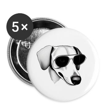 Chiens teckels avec lunettes de soleil Cool Motif 2 - Lot de 5 grands badges (56 mm) - blanc - Devant