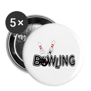 Bowling - Lot de 5 grands badges (56 mm) - blanc - Devant