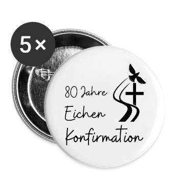 Eichen Konfirmation 80 Jahre Jubelkonfirmation - Buttons groß 56 mm (5er Pack) - Weiß - Vorne