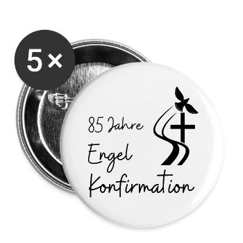 Engel Konfirmation 85 Jahre Jubelkonfirmation - Buttons groß 56 mm (5er Pack) - Weiß - Vorne