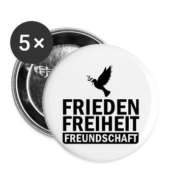 FriedenFreiheitFreundschaft - Buttons groß 56 mm (5er Pack) - Weiß - Vorne