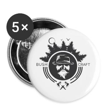 Bushcraft Nature Icon Survival Outdoor Symbol Forest - Lot de 5 grands badges (56 mm) - blanc - Devant