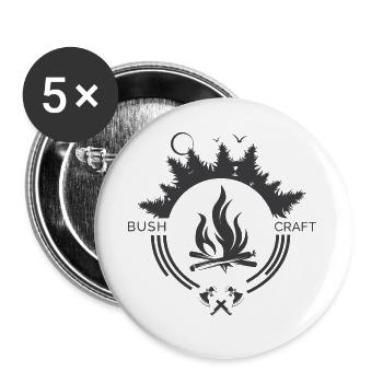 Icône de feu de camp de survie de Bushcraft - Lot de 5 grands badges (56 mm) - blanc - Devant