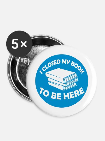 I closed my book - Buttons groß 56 mm (5er Pack) - Weiß