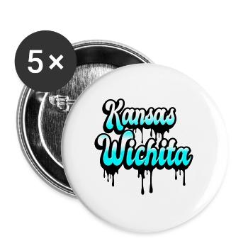 Wichita Kansas Design - Buttons groß 56 mm (5er Pack) - Weiß - Vorne