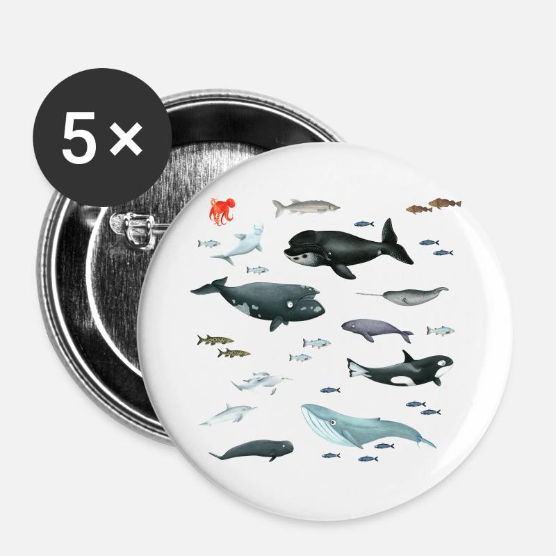 Marine life - Buttons large 2.2''/56 mm (5-pack) - white