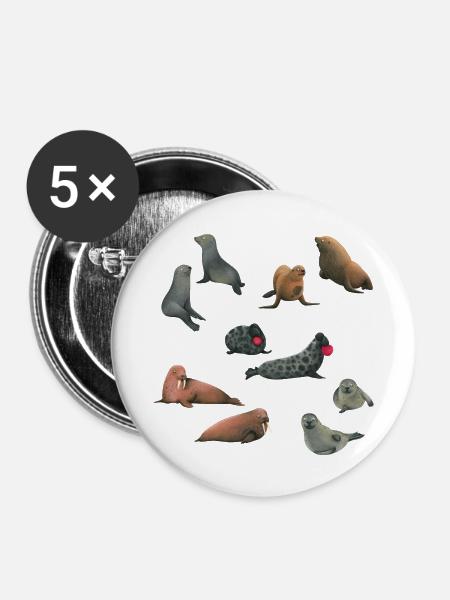 Freunde des Meeres - Buttons groß 56 mm (5er Pack) - Weiß