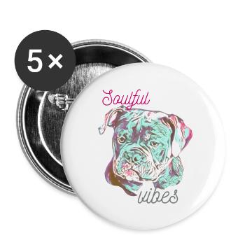 Petit bouledogue émouvant - Lot de 5 grands badges (56 mm) - blanc - Devant