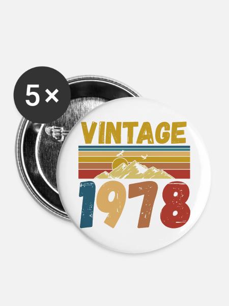 Vintae 1978 / Baujahr 1978 - Buttons groß 56 mm (5er Pack) - Weiß