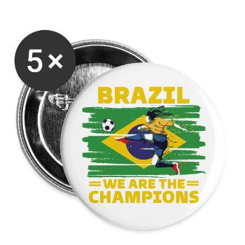 Brazil Football 2022 Unterstützer des brasilianischen Fußballs - Buttons groß 56 mm (5er Pack) - Weiß - Vorne