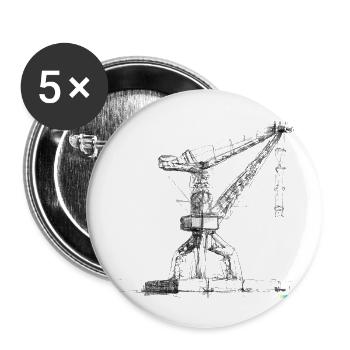 Port crane drawing - Buttons large 2.2''/56 mm (5-pack) - white - Front