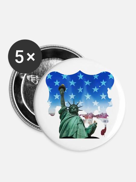 Freiheitsstatue, USA - Buttons groß 56 mm (5er Pack) - Weiß
