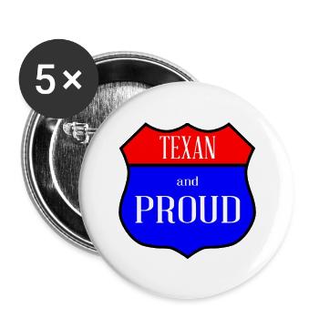 Texas And Proud - Buttons large 2.2''/56 mm (5-pack) - white - Front