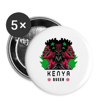 Kenia Königin - Buttons groß 56 mm (5er Pack) - Weiß - Vorne