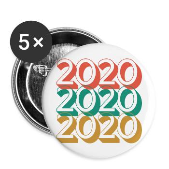 Anniversaire année 2020 / Vintage 2020 - Lot de 5 grands badges (56 mm) - blanc - Devant