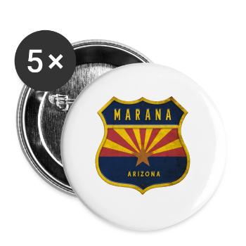 Design du blason du drapeau Marana Arizona - Lot de 5 grands badges (56 mm) - blanc - Devant