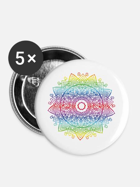 Mandala - Buttons groß 56 mm (5er Pack) - Weiß