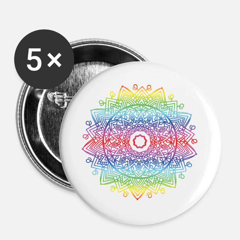 Mandala - Buttons groß 56 mm (5er Pack) - Weiß