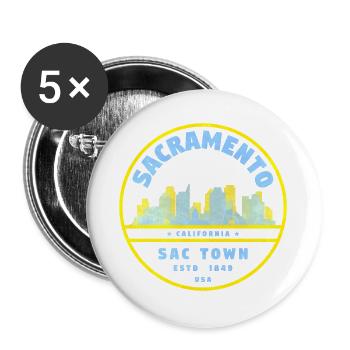 Sacramento Skyline Vintage Badge – California - Buttons large 2.2''/56 mm (5-pack) - white - Front