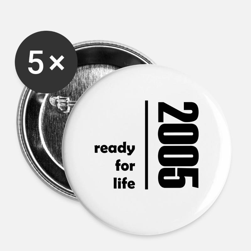 2005 ready for life - Buttons large 2.2''/56 mm (5-pack) - white