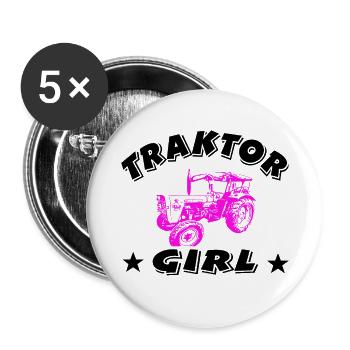 Traktor - Buttons groß 56 mm (5er Pack) - Weiß - Vorne
