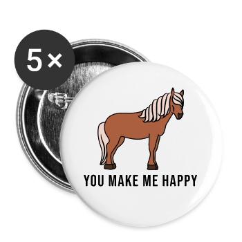 Pferde Pferdeliebe Statement Islandpferde - Buttons groß 56 mm (5er Pack) - Weiß - Vorne