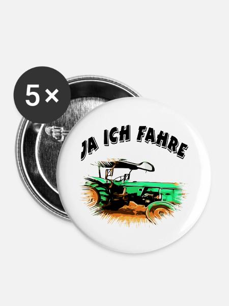 Traktor - Buttons groß 56 mm (5er Pack) - Weiß