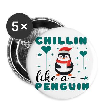 Chillin like a Penguin - Buttons large 2.2''/56 mm (5-pack) - white - Front