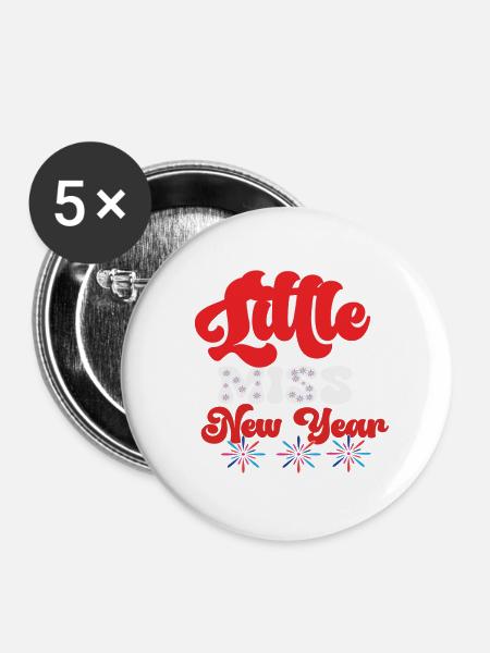Little Miss New Year - Buttons groß 56 mm (5er Pack) - Weiß