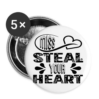 Miss Steal your Heart - Buttons groß 56 mm (5er Pack) - Weiß - Vorne