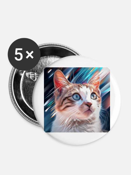 cute cat in art - Buttons groß 56 mm (5er Pack) - Weiß
