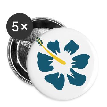 Hibiscus. blue hibiscus flower - Buttons large 2.2''/56 mm (5-pack) - white - Front