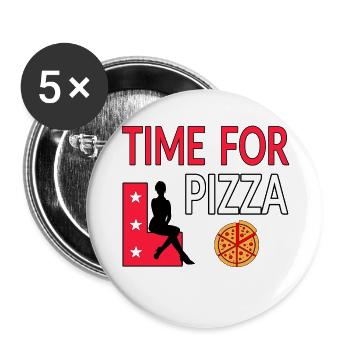 Pizza - Buttons groß 56 mm (5er Pack) - Weiß - Vorne